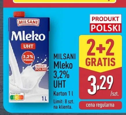 Mleko 3,2% UHT promocja w Aldi