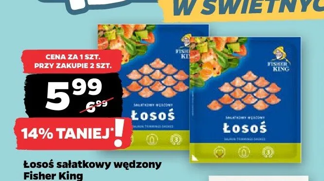 Łosoś sałatkowy wędzony Fisher King promocja w Netto