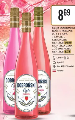 Cydr Dobroński Truskawka promocja w Dino
