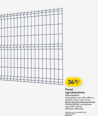 Panel ogrodzeniowy antracytowy promocja w Castorama