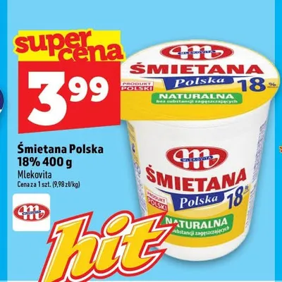Śmietana Polska 18% Mlekovita promocja w TOPAZ