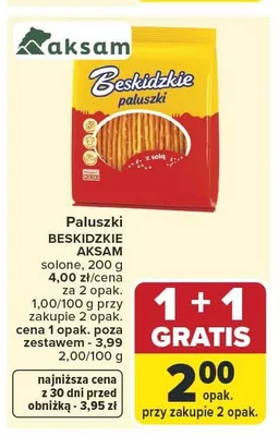 Paluszki Beskidzkie solone Aksam promocja w Carrefour