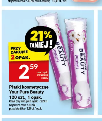 Płatki kosmetyczne Your Pure Beauty 120-pak promocja w Twój Market