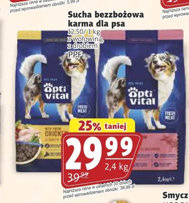 Sucha bezzbożowa karma dla psa Opti Vital z wołowiną promocja w Prim Market