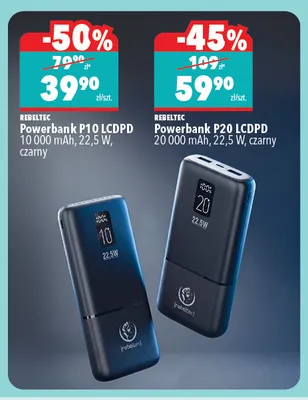 Powerbank Rebeltec P20 Lcdpd 20 000mAh czarny promocja w Biedronka Home