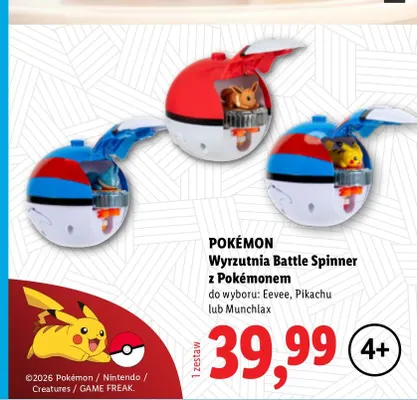 Wyrzutnia Battle Spinner z Pokémonem Munchlax Pokémon promocja w Lidl