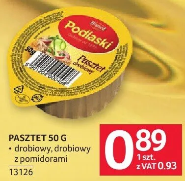 Pasztet drobiowy Podlaski 50 g promocja w Selgros