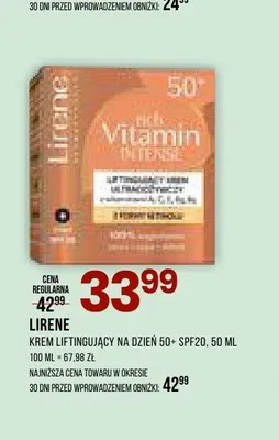 Krem liftingujący na dzień 50+ SPF20 Lirene promocja w Drogerie Natura
