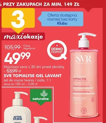Żel do mycia twarzy i ciała SVR Topialyse Gel Lavant 1l promocja w Super-Pharm