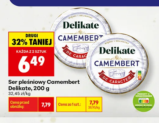 Ser pleśniowy camembert Delikate promocja w Biedronka
