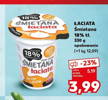 Śmietana Łaciata 18% promocja w Kaufland
