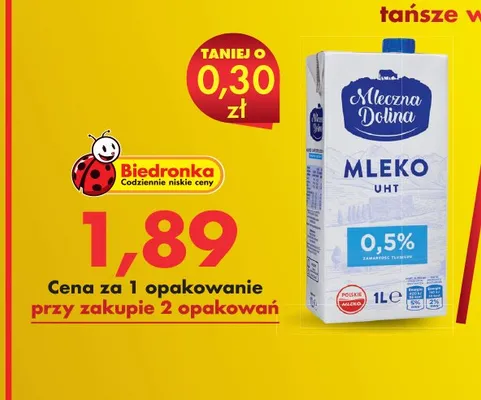 Mleko UHT 0,5% promocja w Biedronka