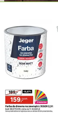 Farba do drewna na zewnątrz JEGER 2,5l promocja w Leroy Merlin