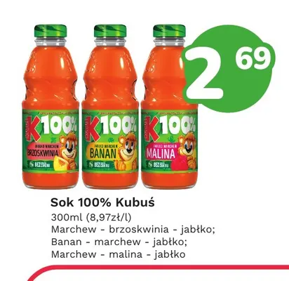 Sok Kubuś marchew - malina - jabłko 100% promocja w Limonka