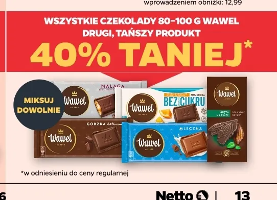 Czekolada Malaga Wawel promocja w Netto