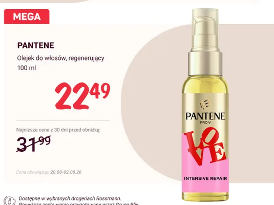 Olejek do włosów Pantene Pro-V Intensive Repair promocja w Rossmann