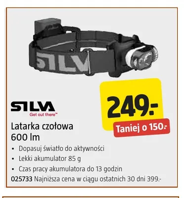 Latarka czołowa 600lm Silva promocja w Jula