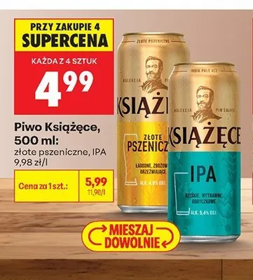 Piwo Książęce Złote Pszeniczne promocja w Biedronka