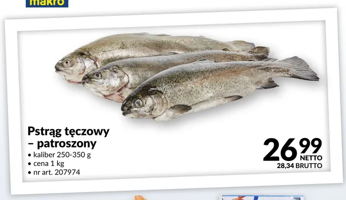 Pstrąg tęczowy patroszony promocja w Makro