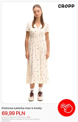 Sukienka damska kremowa maxi w kwiaty Cropp promocja w Cropp