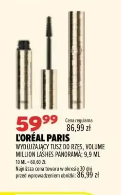 Wydłużający tusz do rzęs Volume Million Lashes Panorama L'Oréal Paris promocja w Drogerie Natura
