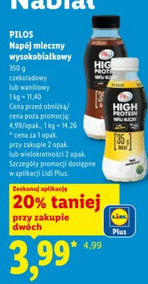 Napój mleczny wysokobiałkowy Pilos promocja w Lidl