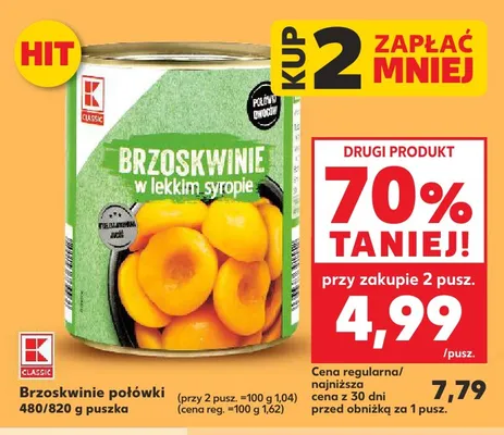 Brzoskwinie połówki w lekkim syropie K-Classic promocja w Kaufland