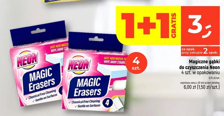 Magiczne gąbki do czyszczenia 4 szt. w opakowaniu promocja w Dealz