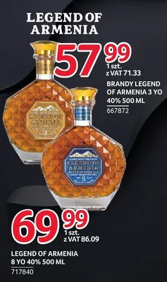 Brandy Legend of Armenia 3 YO 40% 500 ml promocja w Selgros
