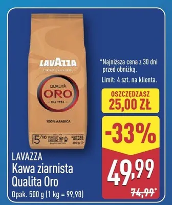 Kawa ziarnista Qualita Oro  promocja w Aldi