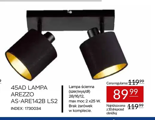 45AD Lampa Arezzo AS-ARE142B LS2 promocja w Abra Meble