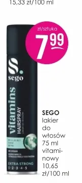 Lakier do włosów witaminowy Sego promocja w Drogerie Jasmin