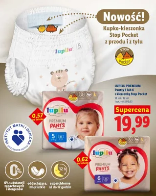 Pieluchomajtki Lupilu Premium Pants 5 promocja w Lidl