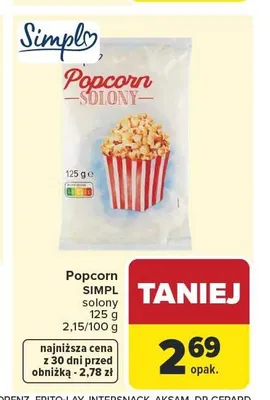 Popcorn solony Simpl promocja w Carrefour Market