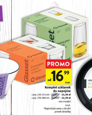 Komplet szklanek do napojów Glasset poj. 370-490 ml - 4 szt. promocja w Intermarche