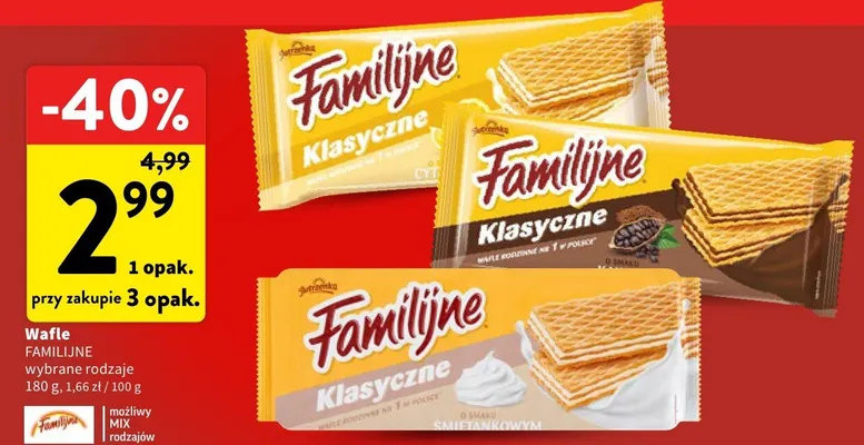 Wafle Familijne Klasyczne wybrane rodzaje promocja w Intermarche