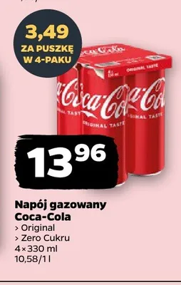 Napój gazowany Coca-Cola Zero Cukru 4-pak promocja w Netto