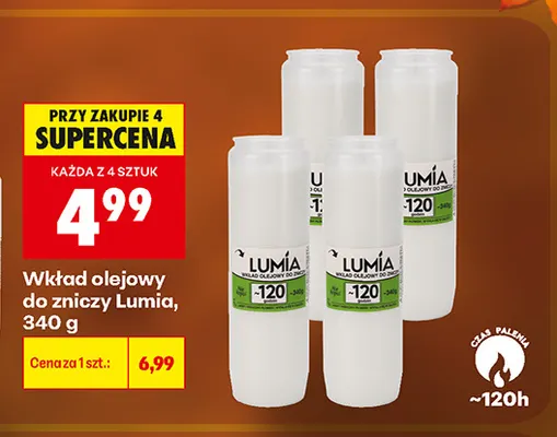 Wkład olejowy do zniczy Lumia promocja w Biedronka