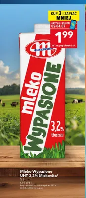 Mleko Wypasione UHT 3,2% Mlekovita promocja w LEWIATAN