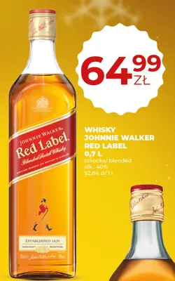 Whisky Johnnie Walker Red Label 0,7 L promocja w Duży Ben