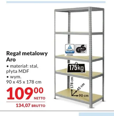 Regał metalowy Aro 90x45x178 cm promocja w Makro