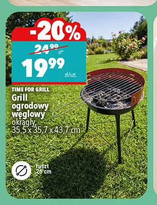Grill ogrodowy węglowy okrągły Time for promocja w Biedronka