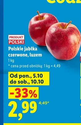 Jabłka czerwone polskie luzem promocja w Lidl