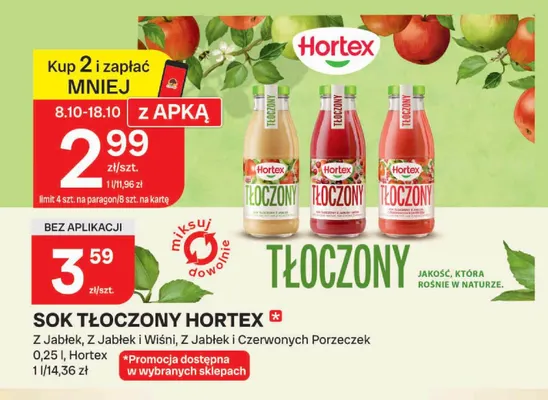 Sok tłoczony Hortex z jabłek promocja w Chorten