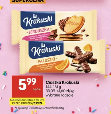 Ciastka Krakuski Paluszki promocja w Delikatesy Centrum