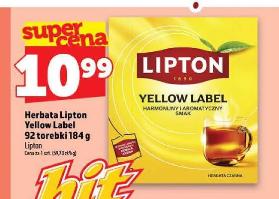 Herbata czarna Lipton Yellow Label promocja w TOPAZ