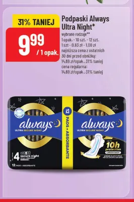 Podpaski Always Ultra Night promocja w POLOmarket
