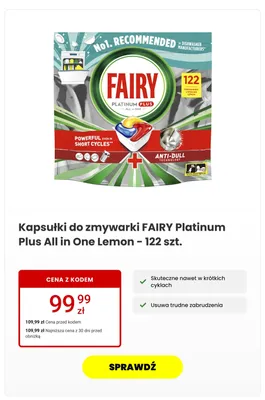 Kapsułki do zmywarki Fairy Platinum Plus All in One Lemon promocja w Media Expert