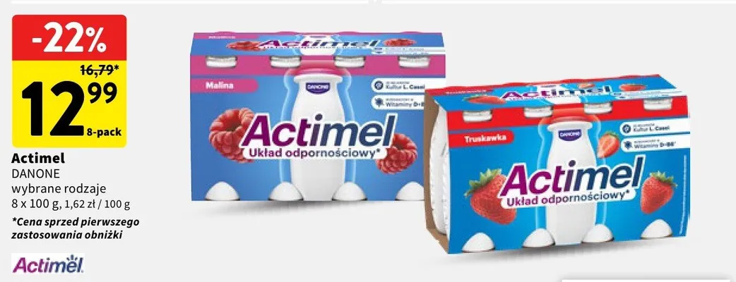 Actimel DANONE wybrane rodzaje promocja w Intermarche