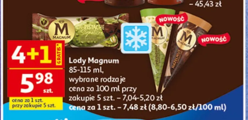 Lody Magnum, wybrane rodzaje promocja w Auchan
